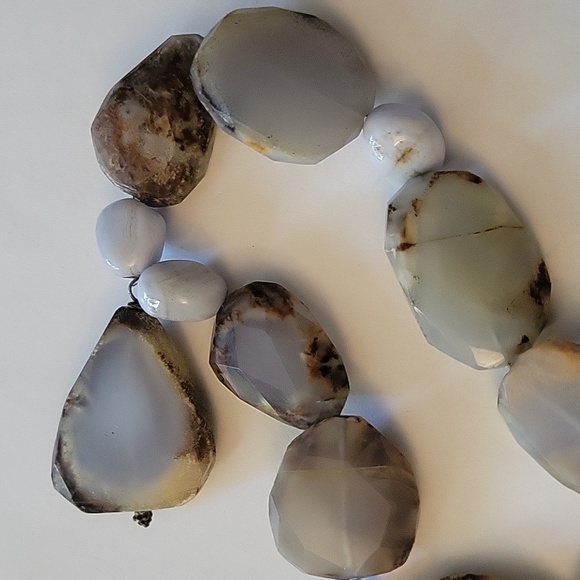 Natural Polished Stone Rock Slices Heavyweight Vintage Necklace Primitive MCM - Picture 6 of 10